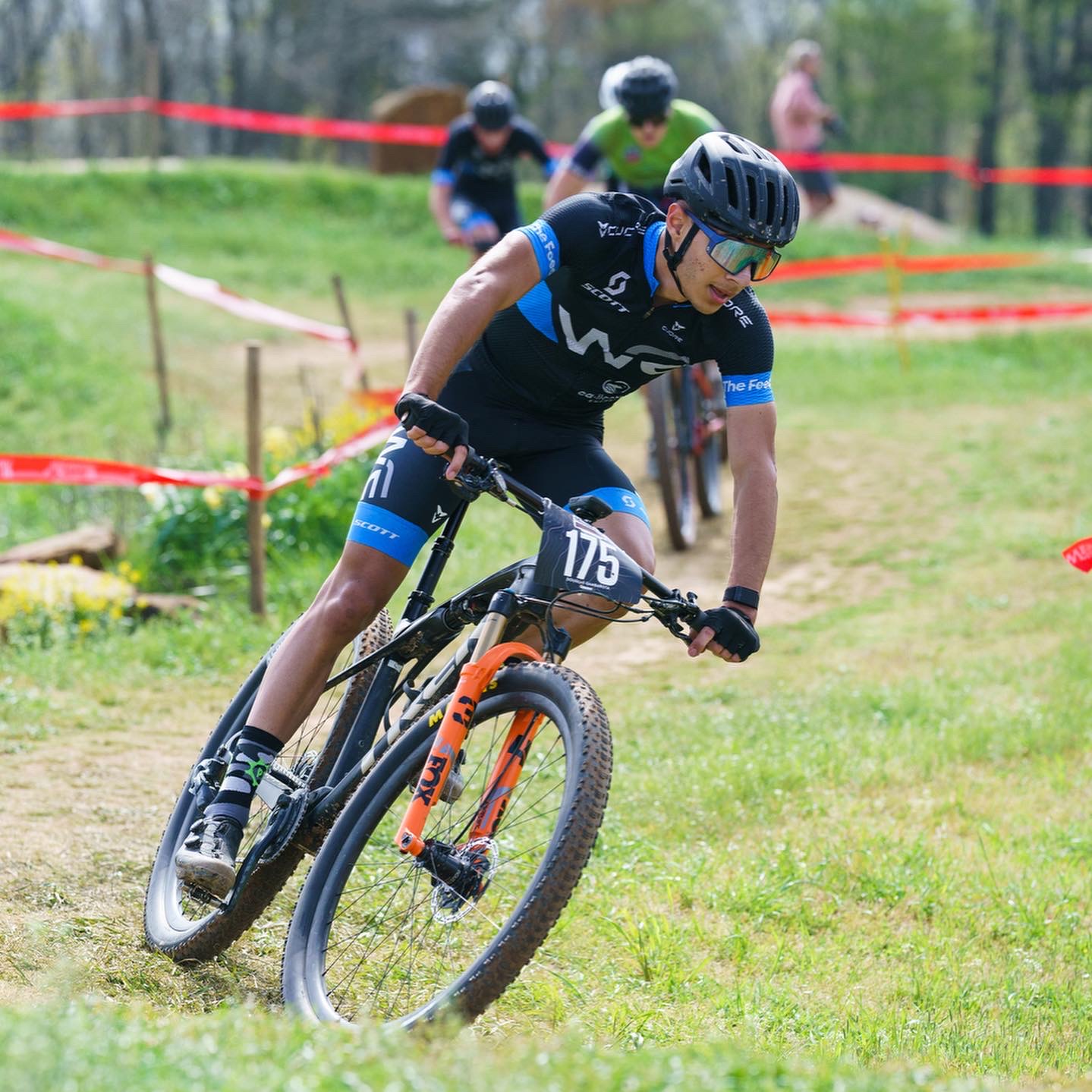 Douglas cornering during a race