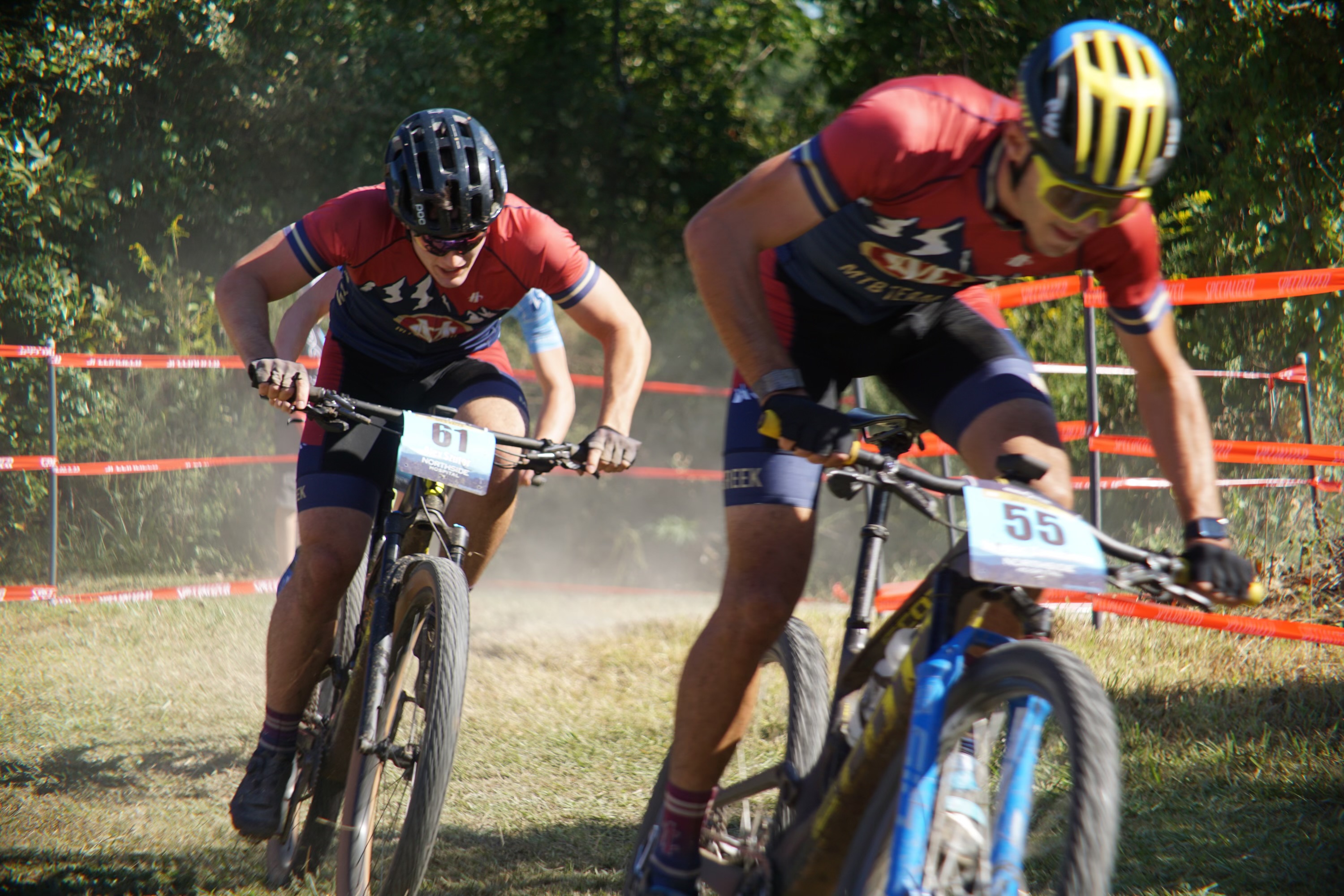 Douglas battling another rider