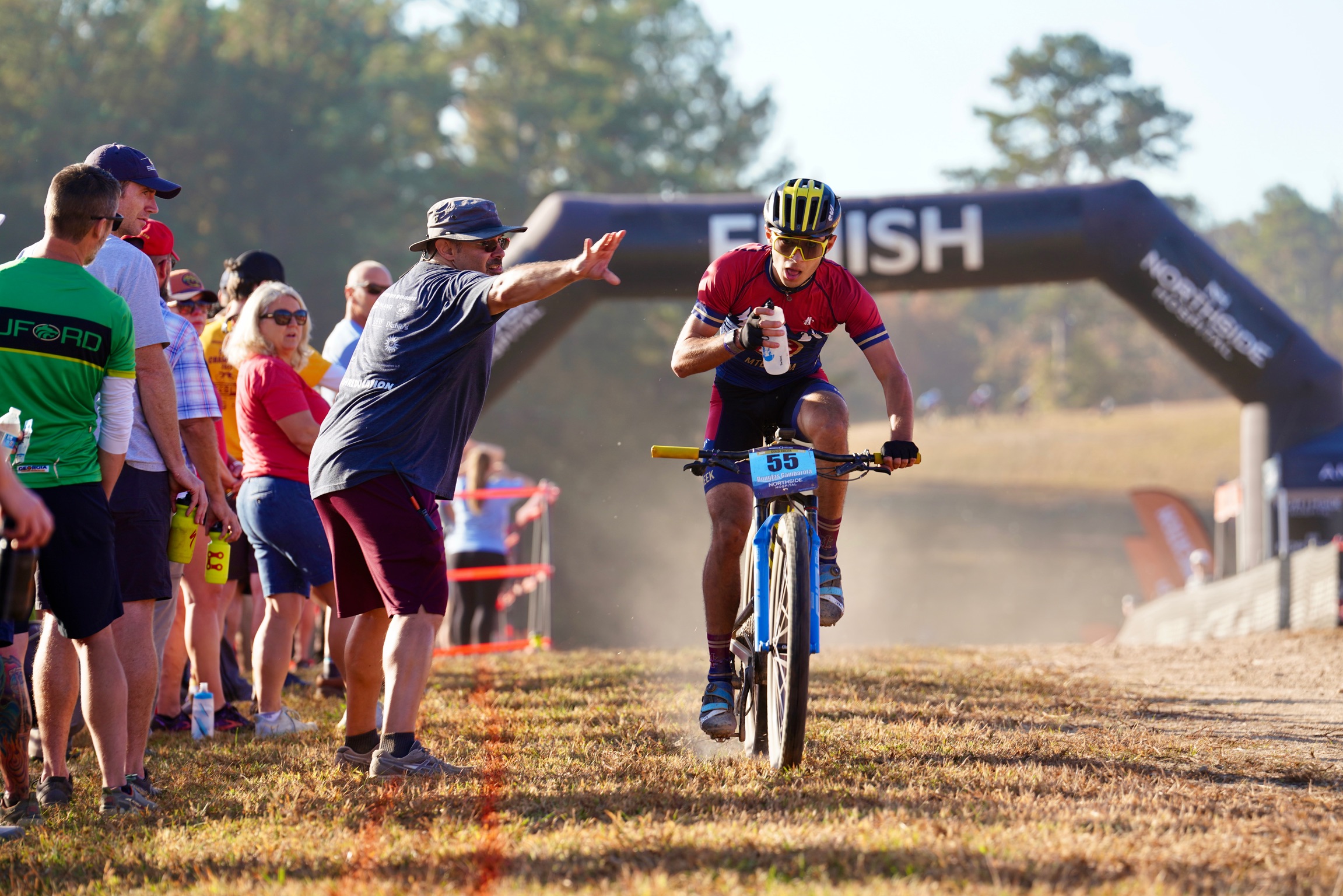 Douglas crossing a race finish area